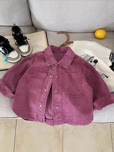 Kids Embroidered Blouson Denim <b>Jacket</b> Unisex Printed Breathable Spring - Product Image 3