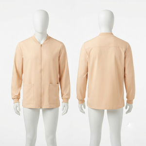 เสื้อแจ็คเก็ตสครับบุรุษ ผ้าโพลีคอตตอนยืดพรีเมียม 220 GSM สีพีช แผงหลังแบบ Yoke  ปักโลโก้ตามแบบที่ต้องการ สำหรับชุดยูนิฟอร์ม - Product Image 1