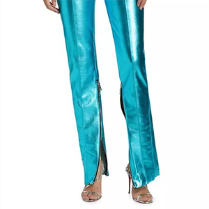 Pantalones de Cuero Metálico de Corte Bootcut, Ajuste Regular, Secado Rápido, Impermeables, Precio Accesible - Product Image 3