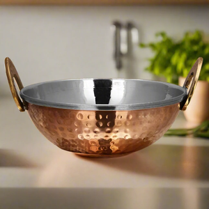 หม้อทองเหลืองตีลายพร้อมด้ามจับทองเหลือง บุสแตนเลส สำหรับทำอาหารบนเตา - Product Image 4