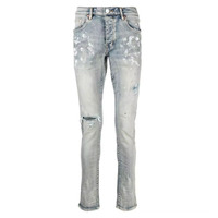Nouveau Jean Droit en Denim Tricoté Effet Délavé Foncé pour Homme, Automne, Effet Usé, Éclaboussures de Peinture Multicolores, Streetwear, ODM, Imperméable