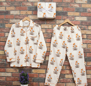 ชุดนอนผ้าฝ้ายทอเนื้อนุ่มพิเศษ 100% พิมพ์ลายด้วยมือ ระบายอากาศได้ดี เหมาะสำหรับทุกฤดูสำหรับผู้หญิง - Product Image 6