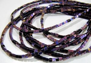 Cuentas de hematita mística morada arcoíris en forma de cubo, 2 mm, hebra de 16 pulgadas - Product Image 3
