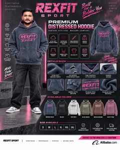 Men's Distressed Zipper Hoodie <b>Pink</b> Graphic Heavyweight Fleece Oversized Streetwear <b>Sweatshirt</b> 100% Cotton Winter OEM Wholesale - Product Image 6
