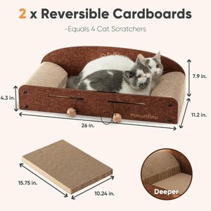 26 Inch Luxury Modern <b>Cat</b> Scratcher Bed with 2 Reversible Cardboard Scratch Pads Indoor <b>Sofa</b> Lounger & Fun Toy - Product Image 5