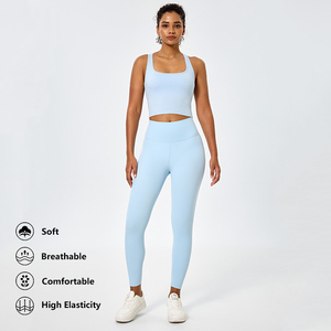 Ensemble de sport 3 pièces pour femme à séchage rapide, respirant et uni, comprenant un legging, une veste de compression et un soutien-gorge de sport, idéal pour le yoga et la gym - Product Image 3