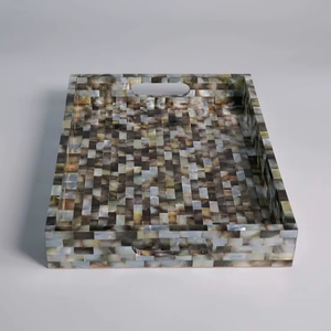<b>Kitchen</b> Tool Decoration Handcrafted Mosaic Coating Shell Inlay Mother Of Pearl Serving Tray MOP Accessory Organizer - Product Image 6