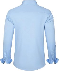 Camisas de Vestir Formales para Hombre Cortex, Manga Larga, Elásticas, Sin Arrugas, Corte Regular, Sólidas, Casuales de Negocios, para Boda, con Botones - Product Image 2