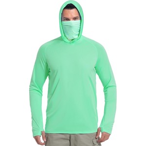 Camiseta de Pesca con Capucha de Manga Larga para Hombre, Protección Solar UPF 50, Anti-UV, Secado Rápido, con Máscara Facial Integrada, Color Verde - Product Image 1