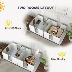 Cuccia per Parto Cuccioli di Taglia Media con Supporto Luce Retrattile, Tappetino Impermeabile, Altezza Regolabile, Porta e Dispositivo di Monitoraggio Veterinario - Product Image 5