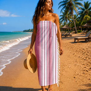 Toalla de playa Fouta con flecos, toalla de playa Hammam 100% algodón, toalla Fouta a rayas teñidas con hilo para uso en verano, fabricante indio. - Product Image 3