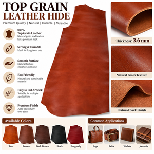 Cuir pleine fleur de 3,6 mm en brun clair, noir et bordeaux pour sacs, ceintures, portefeuilles, carnets et artisanat du cuir – Vente en gros - Product Image 6