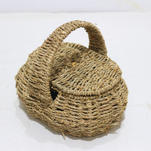 Cesta de picnic de junco marino tejida a mano, cesta de regalo y almacenamiento con asa y tapa - Product Image 6