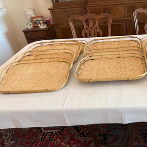 Durable and stylish rattan material serving tray with a handcrafted weave pattern for natural elegance in home interiors - Product Image 1