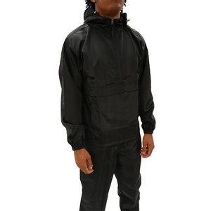 Veste coupe-vent unisexe en nylon personnalisée, motif uni, légère, écologique, imprimée, à capuche, décontractée, ensemble de survêtement 2-en-1 à séchage rapide - Product Image 1