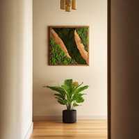 Art mural en mousse naturelle mosaïque en bois fait main, design moderne, thème « Bois enchanté »