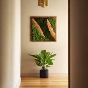 Mur végétal en mosaïque naturelle artisanale, décoration murale en bois, œuvre d'art en mousse naturelle, bosse enchantée, verdure abondante, art mural en bois - Product Image 3
