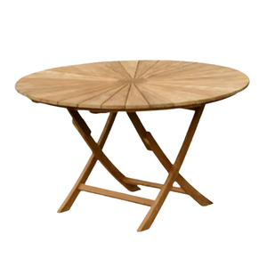 Mesa de Centro Redonda Plegable de Madera de Teca, Mesa de Comedor para Exteriores, Mesa Auxiliar de Madera para Patio y Jardín - Product Image 1