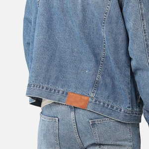 Veste en jean brodée personnalisée unisexe à col montant et patchwork pour les boutiques de mode et le style personnel - Product Image 6