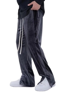 2025 hommes XL taille Streetwear Flare pantalon séchage rapide velours avec Logo décoration patchs plat avant plaine teint lavé Technique - Product Image 3