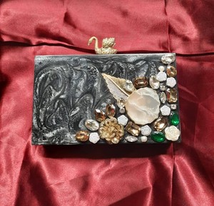 Wholesale <b>Black</b> Marbled Resin Storage <b>Bag</b> <b>Clutch</b> Crystal Bead Evening Handbag Rhinestone Bridal <b>Wedding</b> Party Purse Manufacturer - Product Image 5