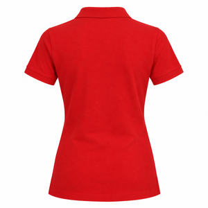 Polo de Mujer Color Rojo Sólido, Manga Corta, 100% Algodón, Cuello con Botones, Diseño Casual, Uniforme, Camiseta Tipo Polo - Product Image 2