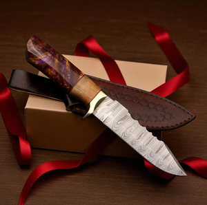 Couteau de chasse LEGACY BLADES en acier Damas de haute qualité, manche en bois fait main, couteau d'aventure en plein air, fabricant - Product Image 4