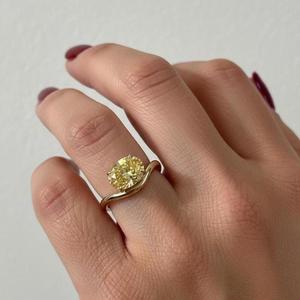 1.2ct Fancy Yellow Diamond <b>Ring</b> 14k <b>Gold</b> Twisted Band Round Brilliant Cut <b>Vintage</b> Engagement - Product Image 1
