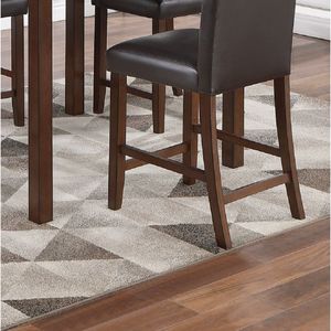 Set da Pranzo Classico ed Elegante in Finitura Espresso, 5 Pezzi, Altezza Bancone, Tavolo con Piano in Finto Marmo, 4 Sedie Alte in Ecopelle - Product Image 5