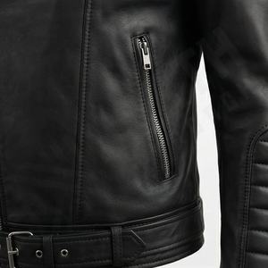 Chaqueta de Motero Acolchada Personalizable para Hombre, de Piel Vacuna, con Cierre Frontal Completo, Impermeable, Elegante para Invierno, Color Personalizado - Product Image 5