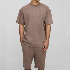 Nouvel ensemble d'été 2026 pour homme : T-shirt et short tissés 100 % coton, personnalisables avec logo, fabriqués au Pakistan - Product Image 1