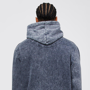 Sweat à capuche décontracté vintage pour homme, en molleton délavé effet soleil rouge, 100 % coton respirant, tricoté, motif uni - Product Image 3