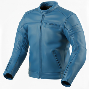 Nouvelles vestes en cuir décontractées pour hommes, style motard, avec empiècements colorés, en polaire et similicuir - Product Image 4