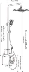 Ensemble de douche tout-en-un <span class=keywords><strong>Lefton</strong></span> avec double pomme de douche, ensemble de robinetterie de douche avec pistolet de pulvérisation, 4 boutons de commande - Product Image 6