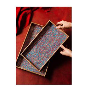 Luxury Wooden Enamel Printed Food Serving <b>Storage</b> <b>Tray</b> Tea Coffee Breakfast Catering Serving <b>Tray</b> For Restaurant Cafe Home Decor - Product Image 1