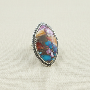 Natural Pink Dahlia Oyster Copper Turquoise Gemstone <b>925</b> <b>Silver</b> <b>Ring</b> Handmade Statement Jewelry Rose Gold Yellow Gold Plated Her - Product Image 4