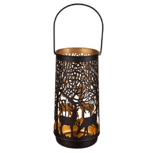 Modern Design Light <b>Black</b> Iron <b>Lantern</b> Glass Panels Handle Eco-Friendly Durable Home Accent Lighting Perfect Valentine's Day - Product Image 1
