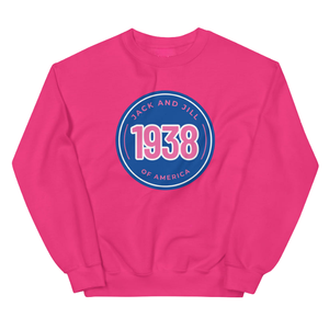 Sweat-shirt à col rond bleu foncé et rose avec motif, pull en molleton doux rose vif à manches longues, unisexe, décontracté, vêtement de mode d'hiver - Product Image 1