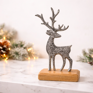 Luxury Nordic Style Silver Metal Reindeer Ornament Standing Deer Statue For Festive Mantel Decor And Seasonal <b>Christmas</b> Gifts - Product Image 3