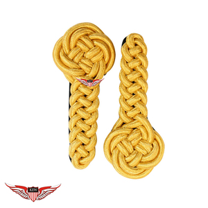 KEW Yellow Black <b>Braided</b> Epaulettes Mylar Thread Vintage Customizable Luxury Durable <b>Accessory</b> - Product Image 1