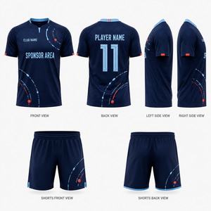 เสื้อฟุตบอลคอวีพิมพ์ลายแบบรีดร้อนตามสั่ง ยูนิเซ็กซ์ ระบายเหงื่อได้ดี ผลิตจากโพลีเอสเตอร์ตาข่าย 100% ชุดทีมสำหรับผู้ใหญ่ ไซส์พลัสทุกขนาด - Product Image 4