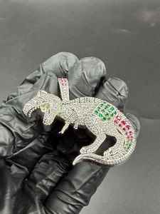 Colgante de Dinosaurio de Moissanita Multicolor con Diseño de Animal para Fiesta Hip Hop, Joyería Fina de Plata 925, Colgantes y Dijes - Product Image 5