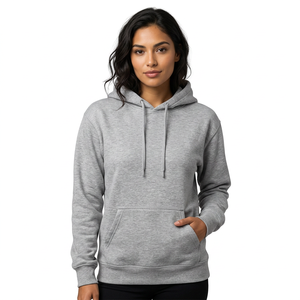 Sudadera con Capucha Gris para Hombre, Corte Regular, Algodón French Terry, Informal, con Bolsillo, Otoño, Tejido de Punto, Color Sólido - Product Image 2