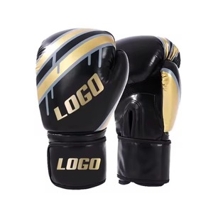 Guantes de Boxeo Profesionales Personalizados, Impermeables, Negros y Dorados, de Cuero PU con Cierre, Transpirables, Unisex, para Entrenamiento - Product Image 2