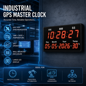Industrial GPS NTP Master <b>Clock</b> with 14-Digit <b>LED</b> Display & Free SCADA - Product Image 1