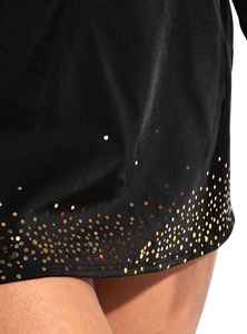 Uniforme de porristas negro de primera clase con pedrería dorada, logotipo personalizado, conjunto de malla larga para equipos de animación - Product Image 5