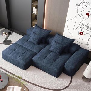 Divano Componibile Moderno Oversize con Tessuto in Ciniglia Scintillante, Cuscini Morbidi e Braccioli per Soggiorno - Product Image 4