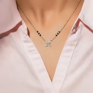 Pendentif Mangalsutra en Or avec 4 Diamants CVD de laboratoire taille Marquise, Couleur D-E, Certifié IGI, Clarté VVS-VS, pour Fiançailles, Mariage et Fêtes - Product Image 2