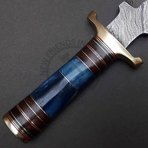 Cuchillo Bowie de Acero de Damasco Hecho a Mano con Mango de Cuerno de Ciervo y Funda, Cuchillo de Caza para Exteriores de Hoja Fija Afilada de la Mejor Calidad - Product Image 4