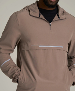 Sweat à capuche polaire tricoté demi-zip pour homme, haute qualité, hiver, couleur personnalisée, motif uni, respirant et confortable - Product Image 4